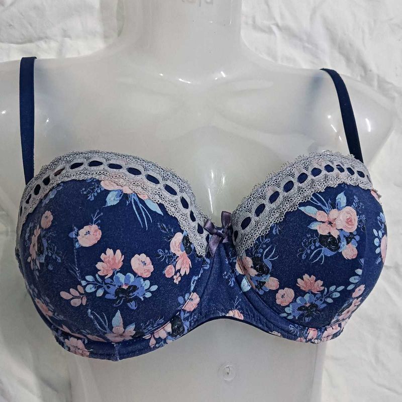 Blue Floral 🤎🤎Bra with Lace Trim