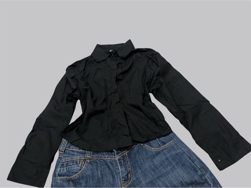 Black Button-Up Blouse