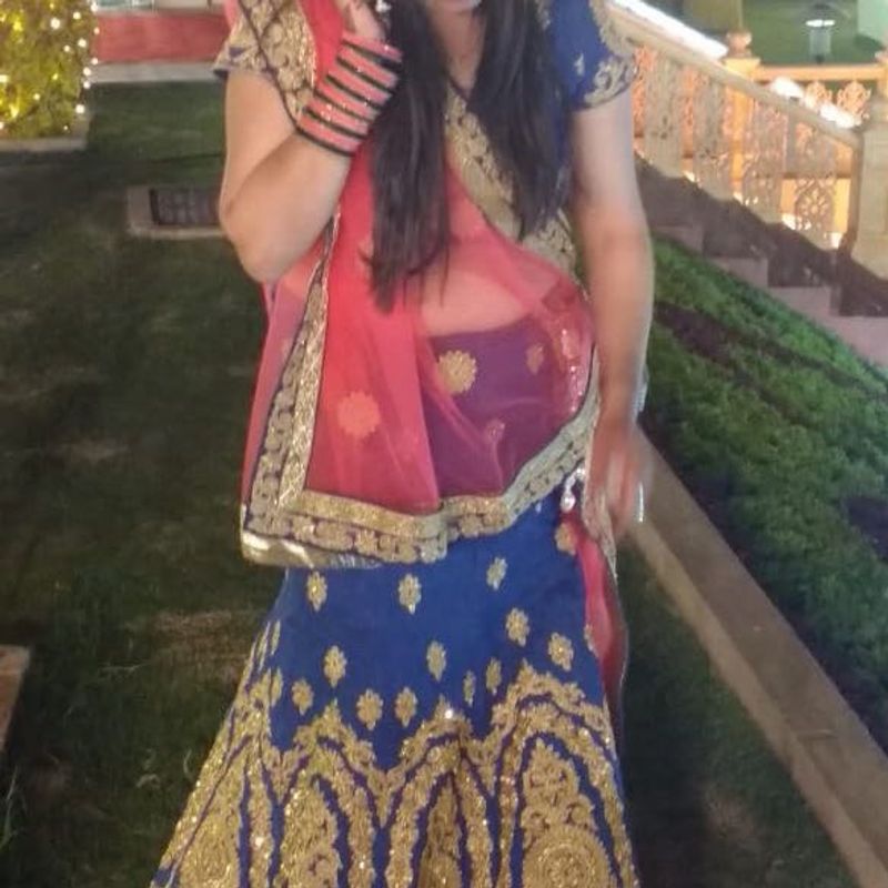 Blue &amp; Gold Lehenga Choli