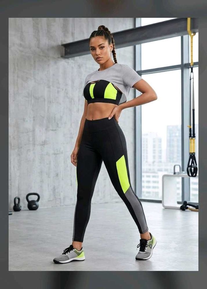 Gymwear Stylish Black &amp; Neon Track Pants