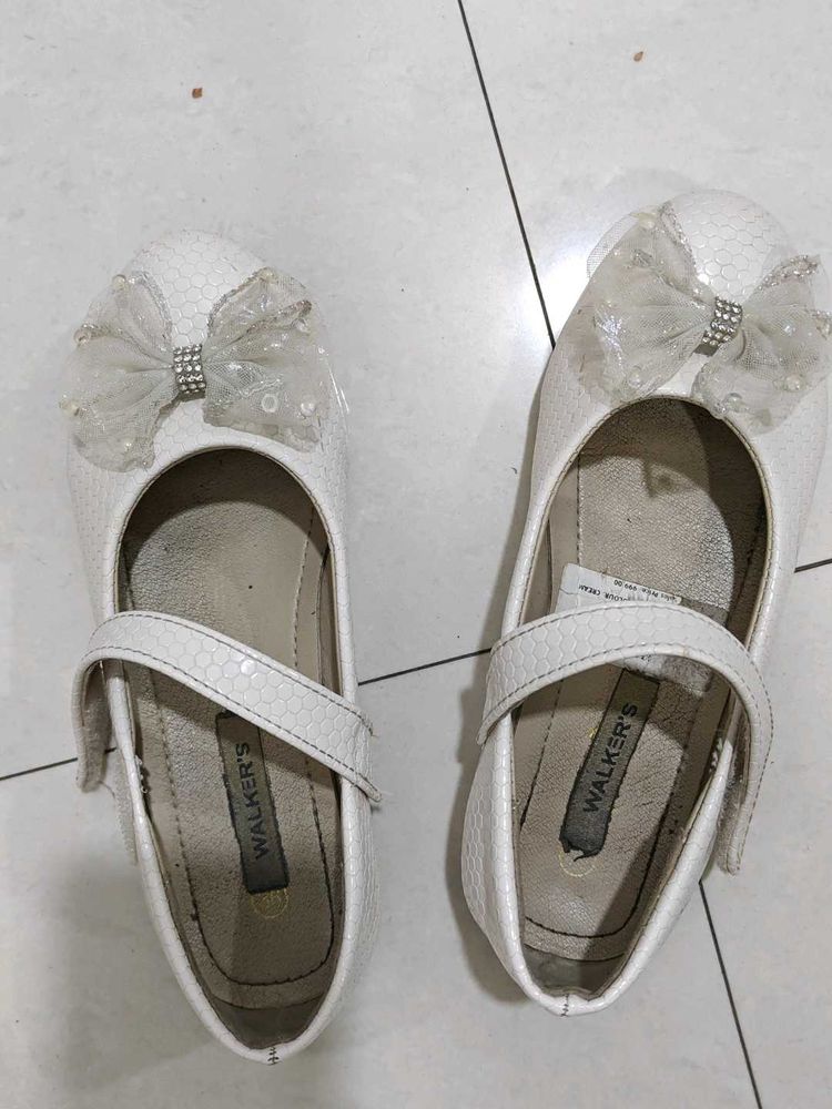 White Girls Ballet Flats with Bow