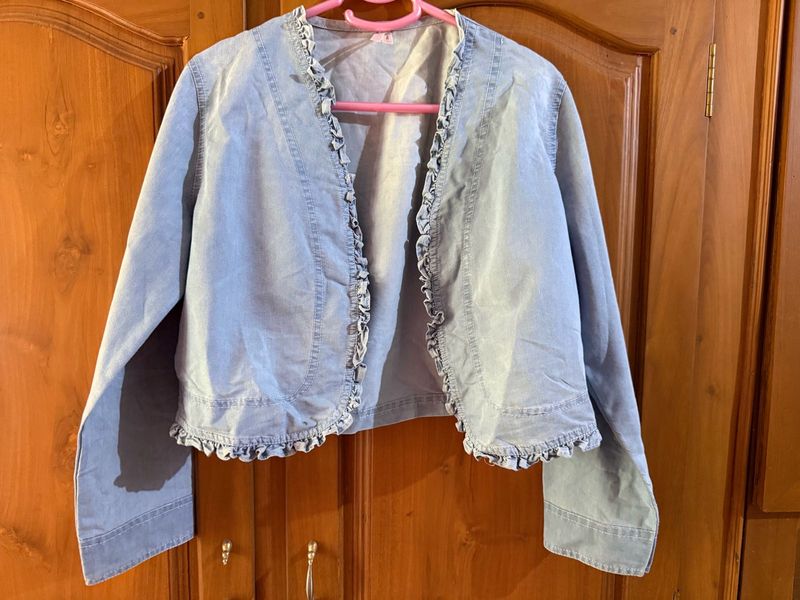Light Blue Ruffled Denim Jacket