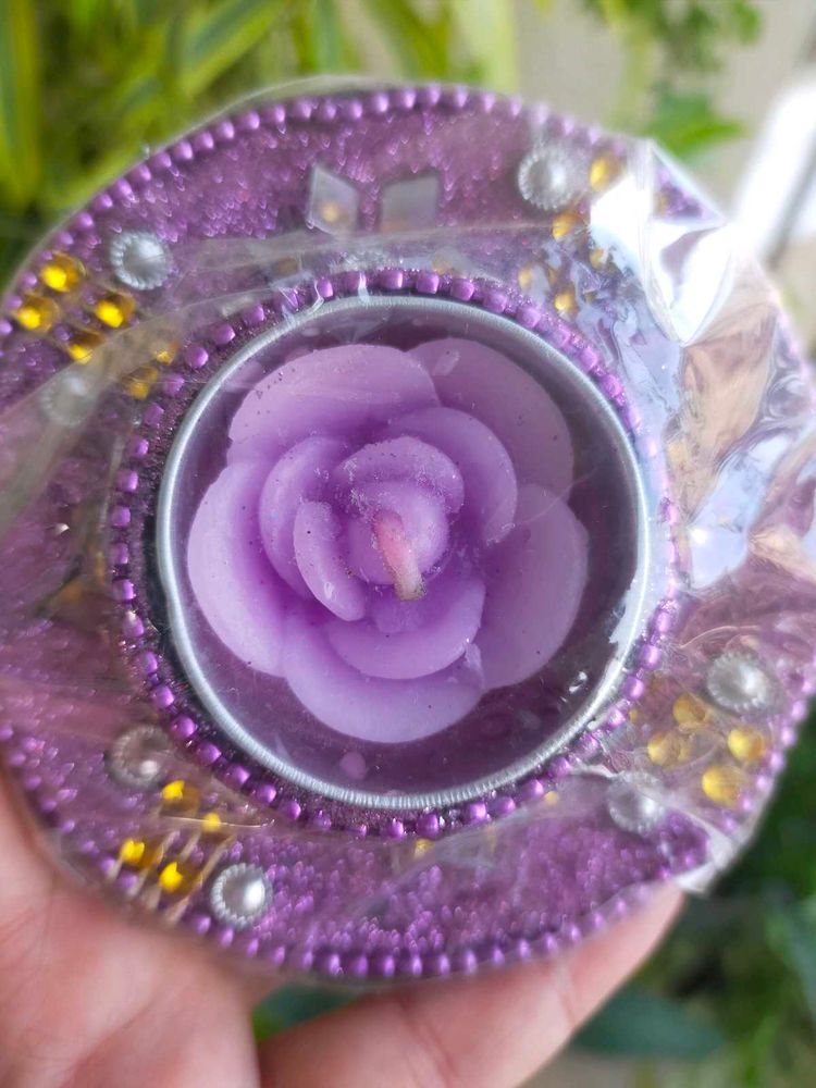 Purple Rose Candle Holder