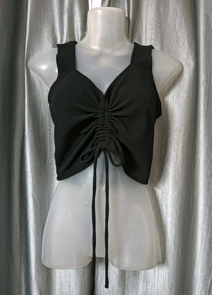 🖤Ruched tie-up crop top