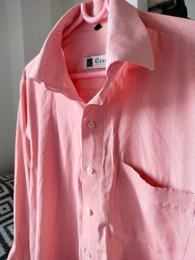 Men's/Women's Pink Striped Dress Shirt