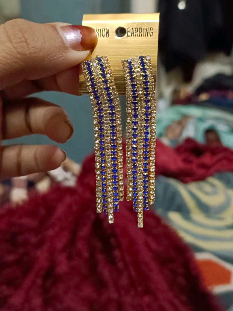 Dazzling Blue Rhinestone Drop Earrings