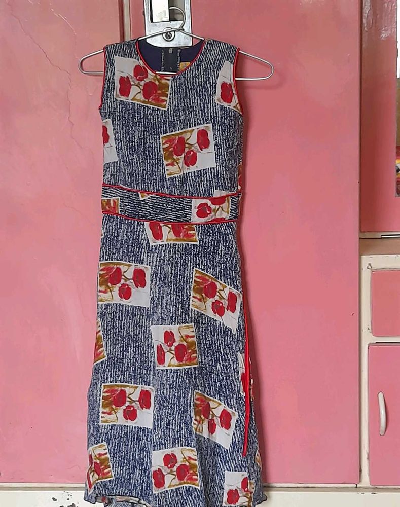 Blue Floral Print Dress