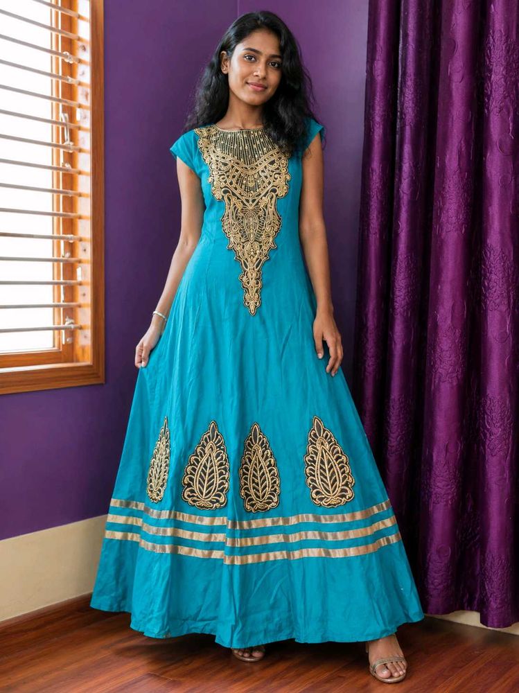 Stunning Teal Embroidered Gown