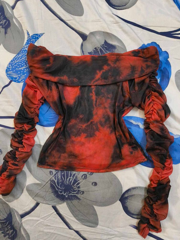 Stylish Tie-Dye Off-Shoulder Top