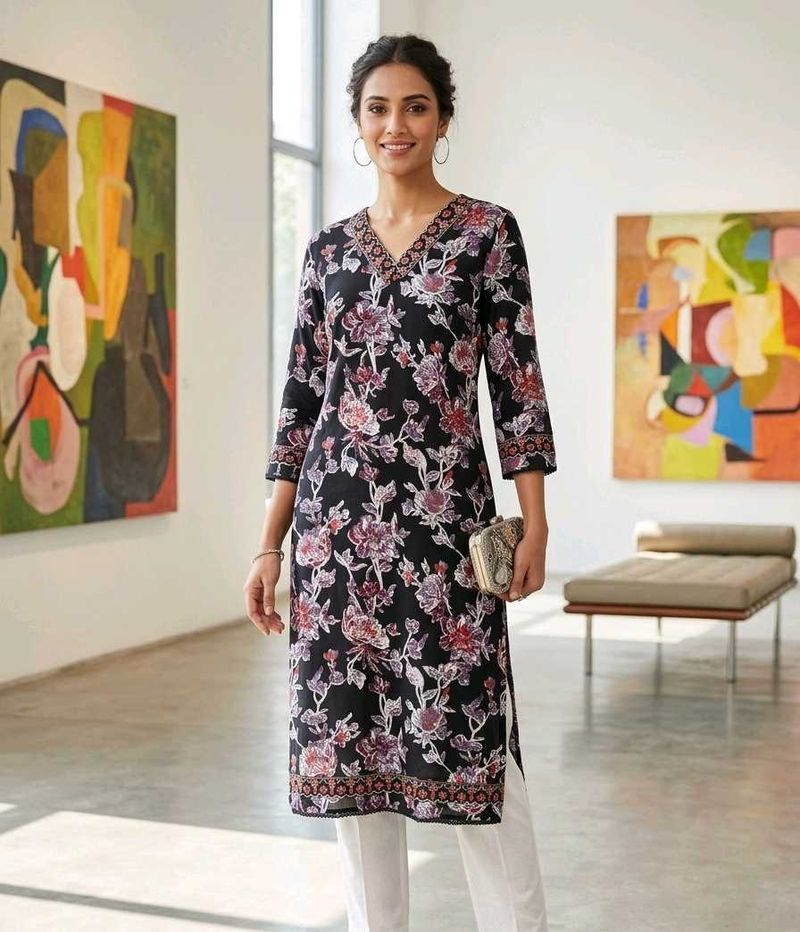 Elegant Floral Kurti Top