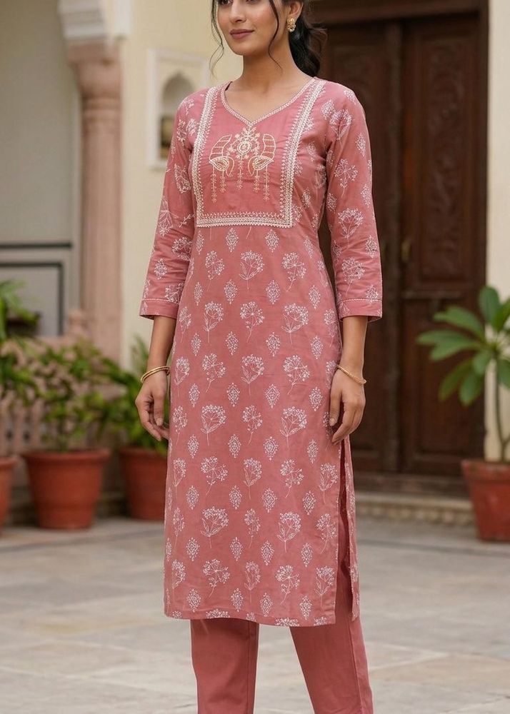 Elegant Pink Floral Kurta Set