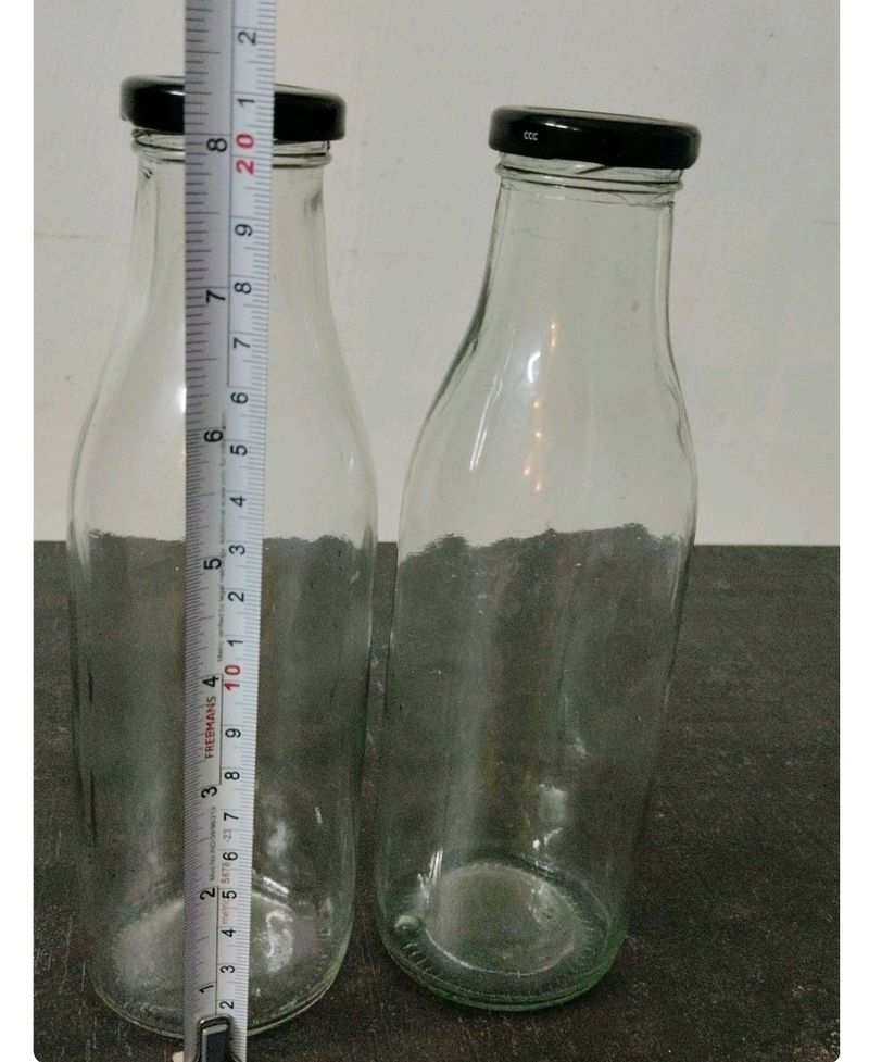 Glass Bottles with Black Caps