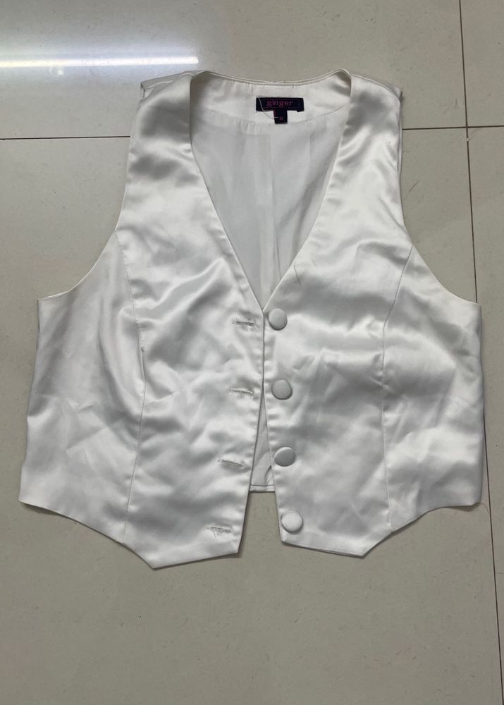 Satin White Vest