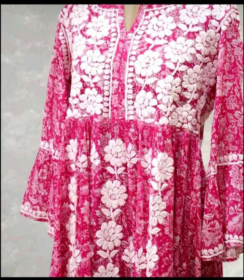 pure handwork chikenkari kurti