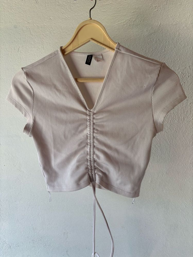 Ruched V-Neck Crop Top