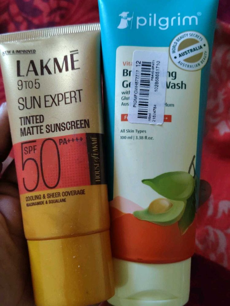 Lakme  Sunscreen with pilgrim face wash