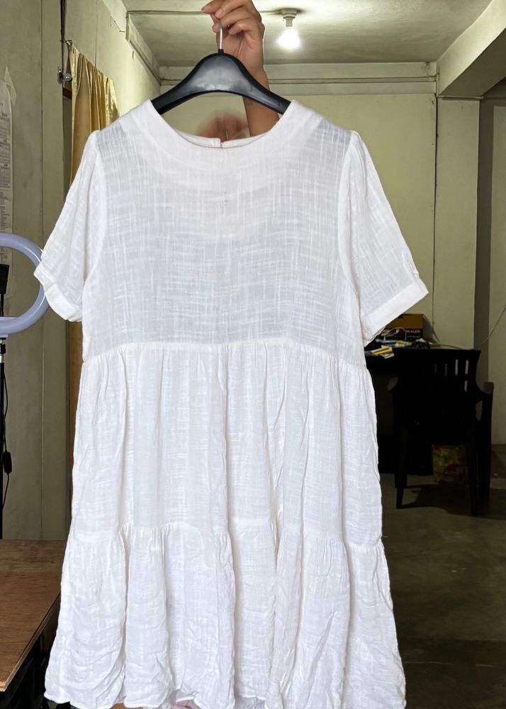 White Tiered Mini Dress