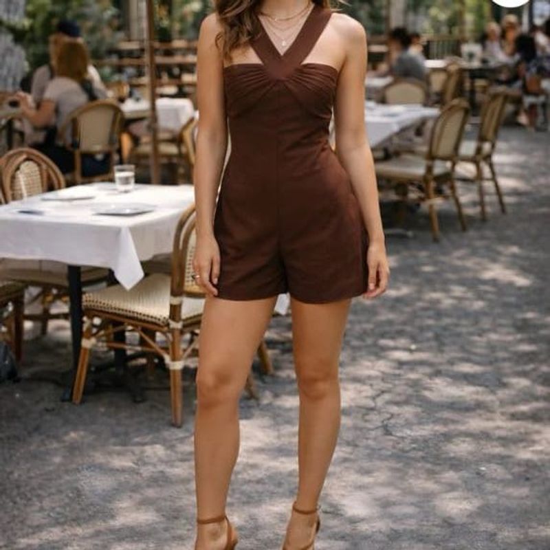 Chic Brown Strappy Romper
