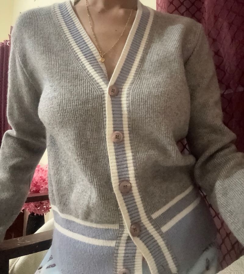 Cozy Grey V-Neck Cardigan