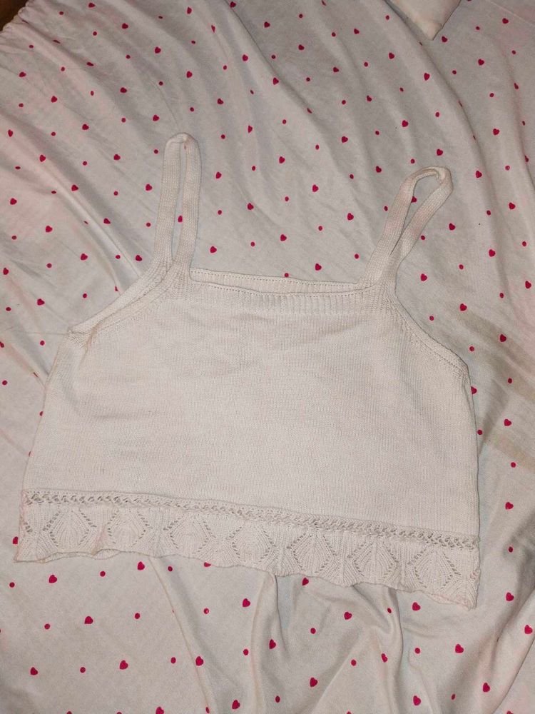 White Cropped Tank Top
