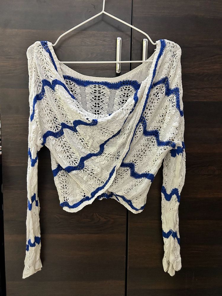 Crochet Knit Long Sleeve Top
