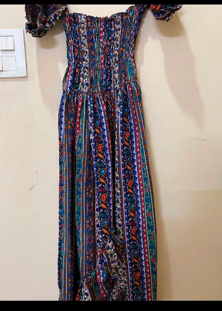 Boho Floral Off-Shoulder Maxi Dress