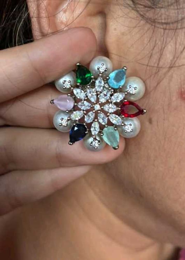 combo of 2 - Stone and pearl earrings