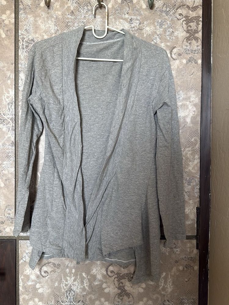 Grey Open Front Cardigan