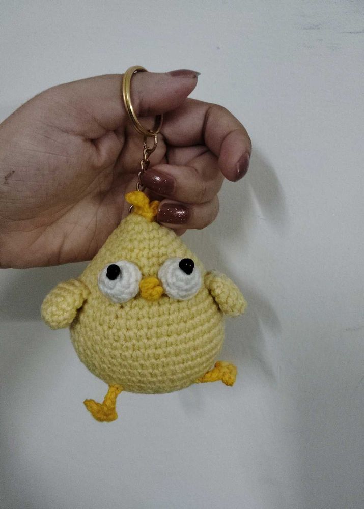 Cute Crochet Chick Keychain