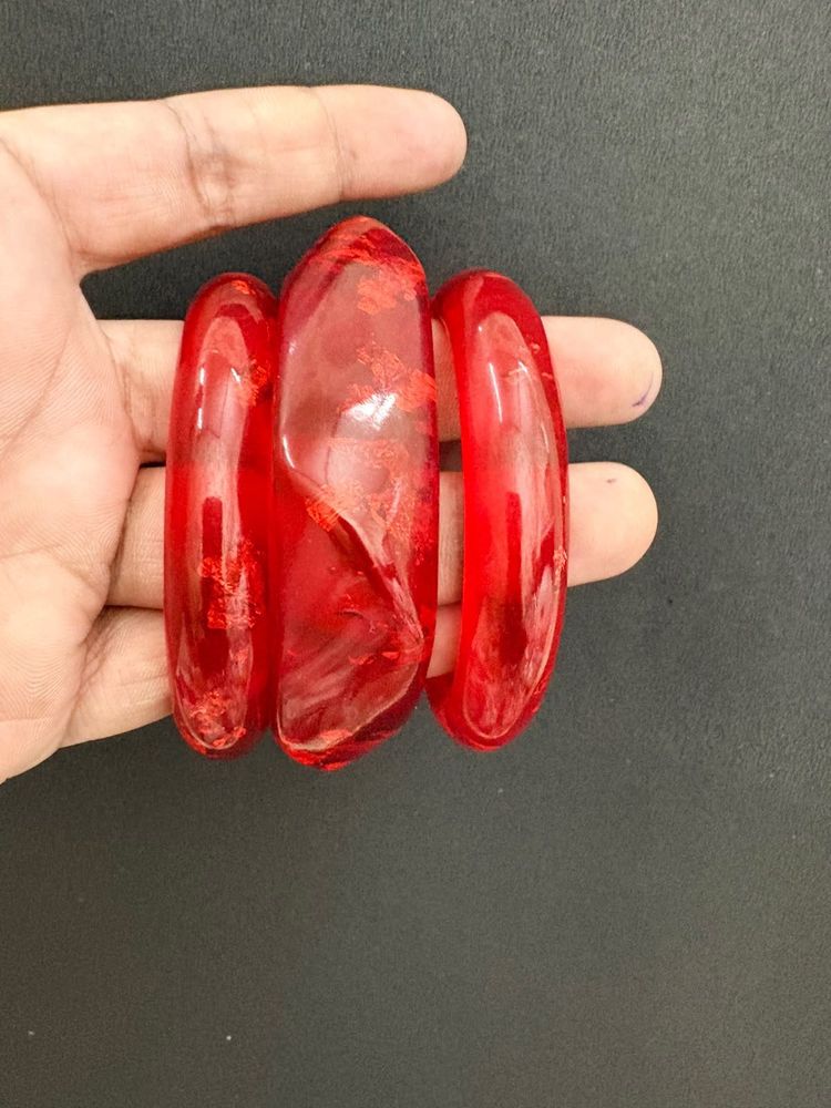 Set of 3 Red and blue Bangle Bracelets