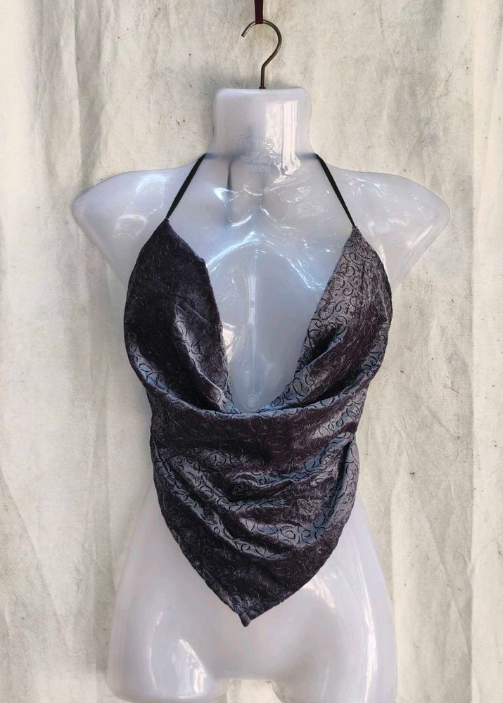 Daring Halter Neck Velvet Top