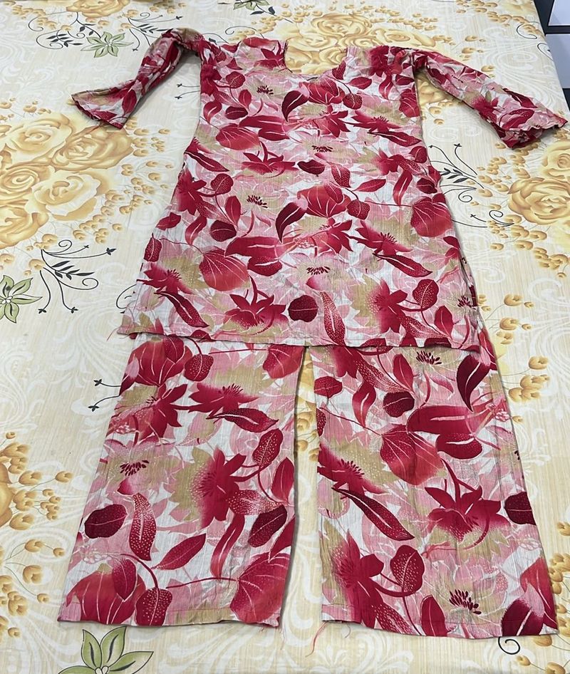 Floral Print Kurta and Palazzo Set( extra margin)
