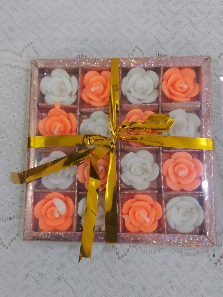 Decorative Rose Candles Set of 16