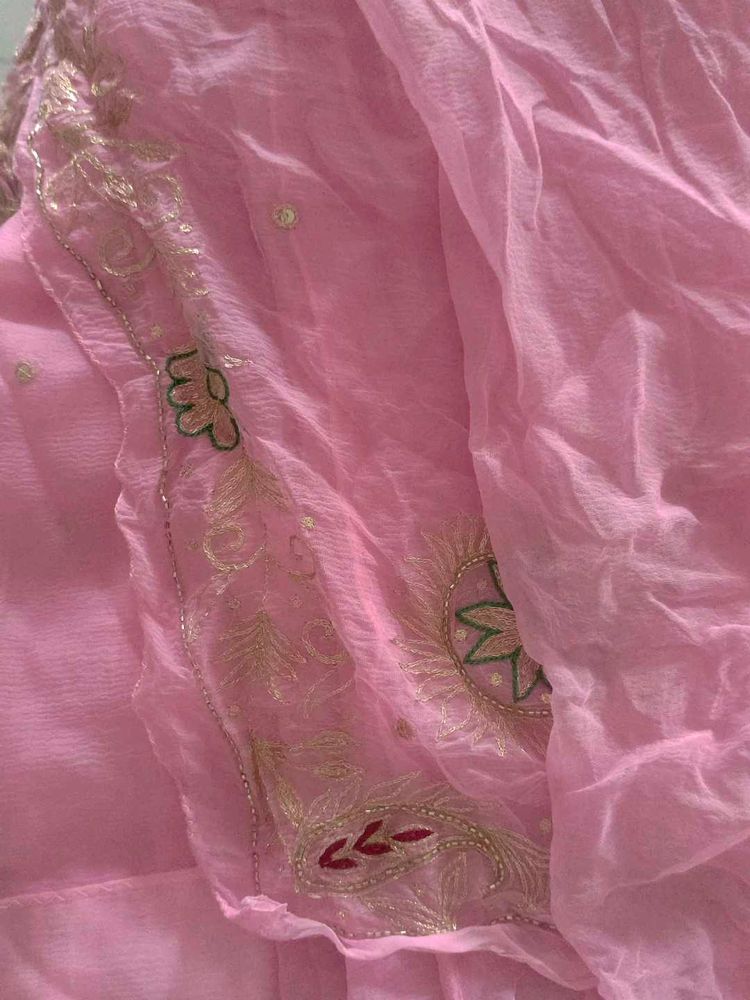 Elegant Pink Embroidered Saree