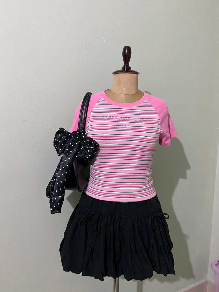 Cute Pink Striped Cropped Top