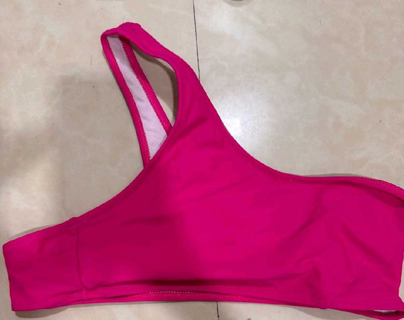 Vibrant Pink One-Shoulder Bikini Top