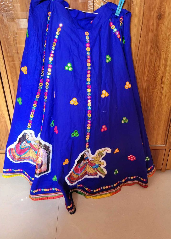 Vibrant Blue Embroidered Ethnic Skirt
