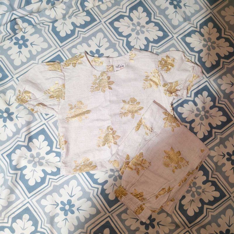 Girls' Gold Floral Outfit