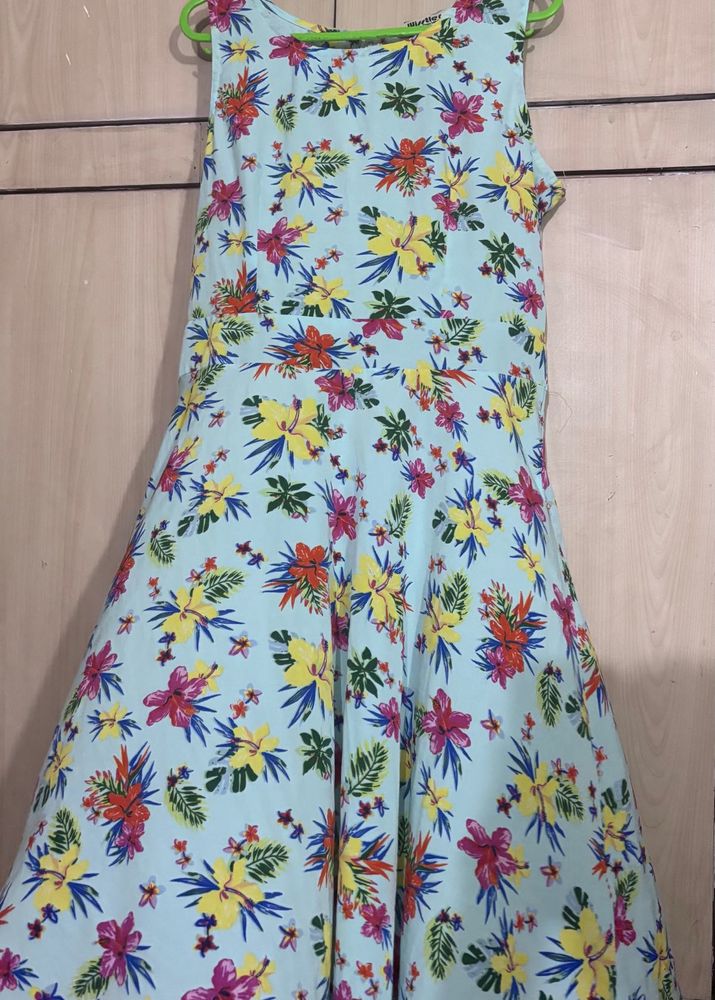 Light Blue Floral Print Dress