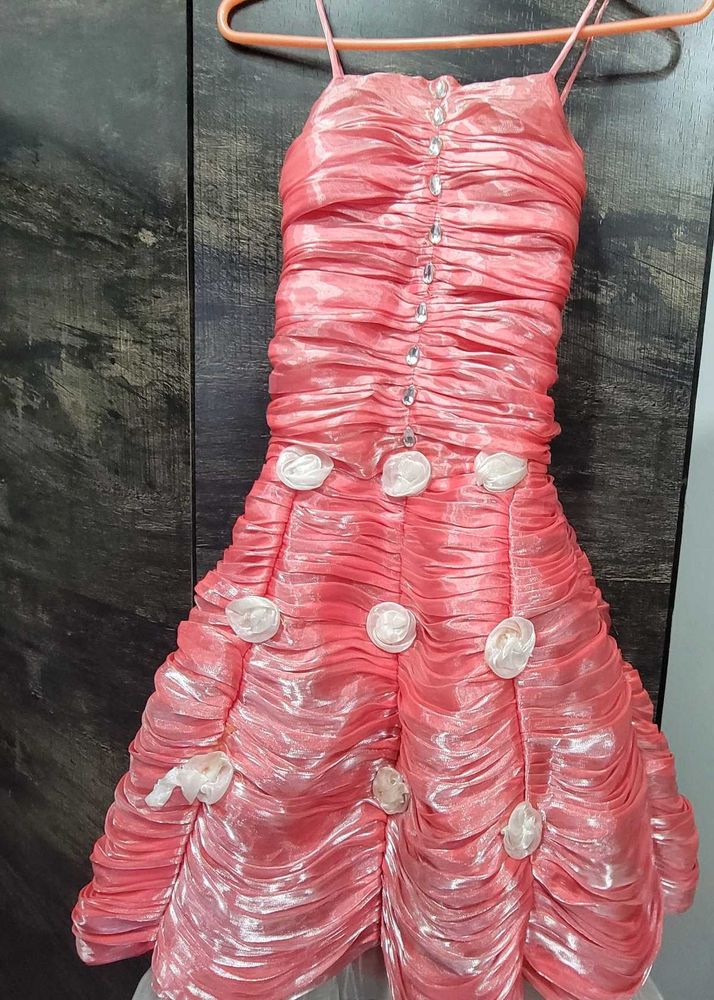 Stunning Ruched Pink Ethnic Gown