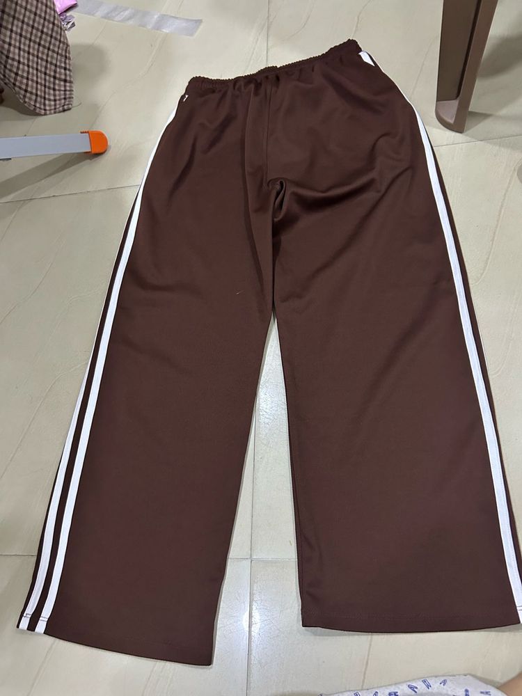 Brown Striped Wide Leg Pants