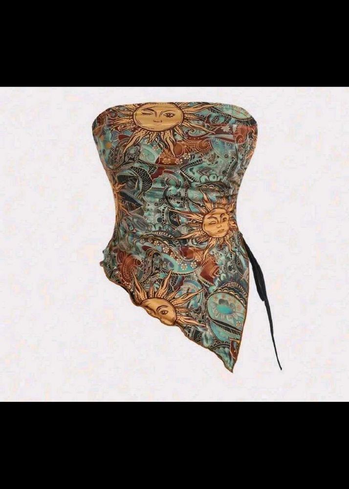 Savana Boho Sun Print Strapless Top
