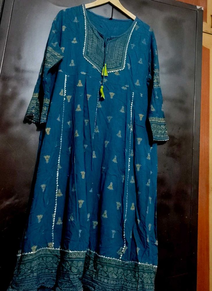 Sea🌊 Blue Anarkali Kurti For 44 Bust