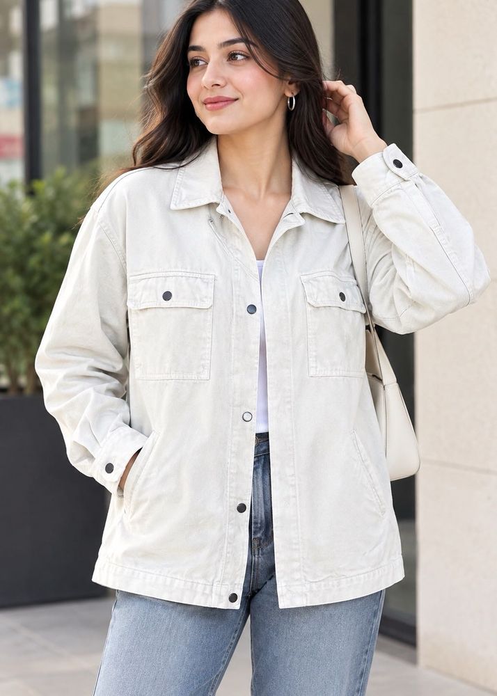 ZARA White shacket utility  Jacket