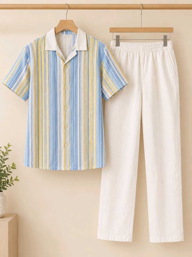 Striped Casual Shirt &amp; Pants Set