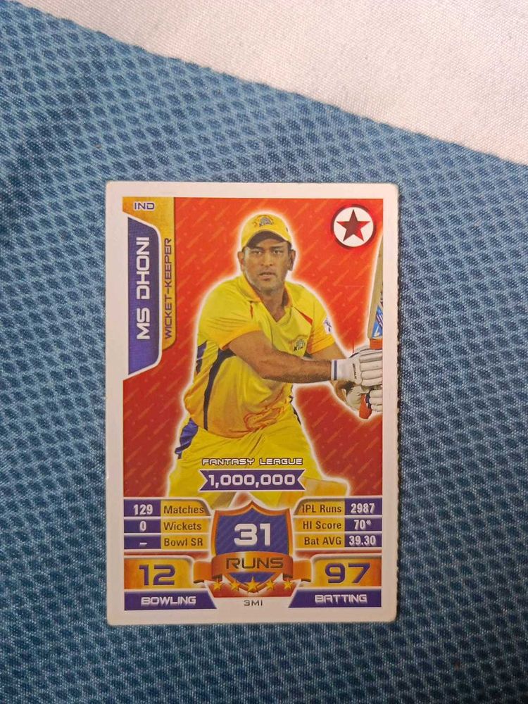 MS Dhoni Cricket Attax Star card