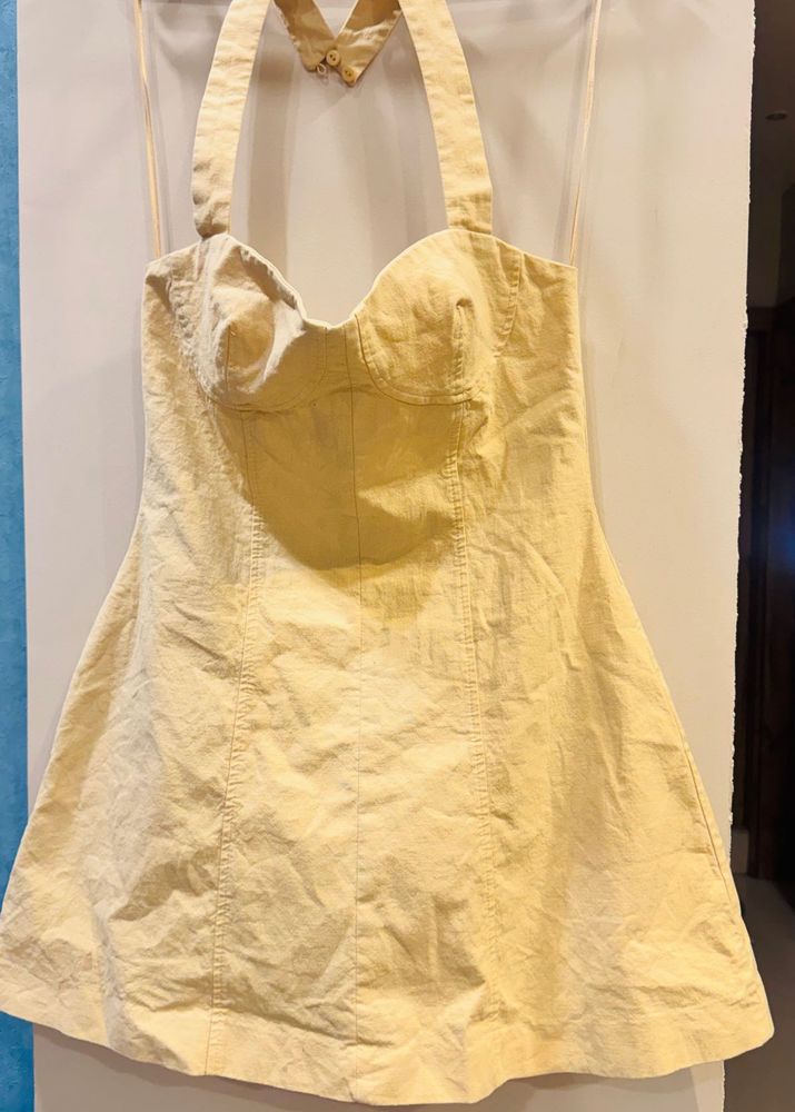 Cute Yellow Halter Dress