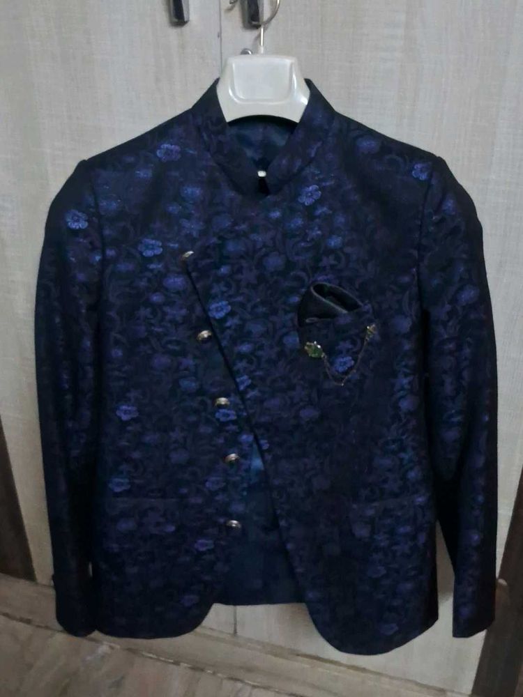 BoysDesigner Navy Blue Jacquard Jacket