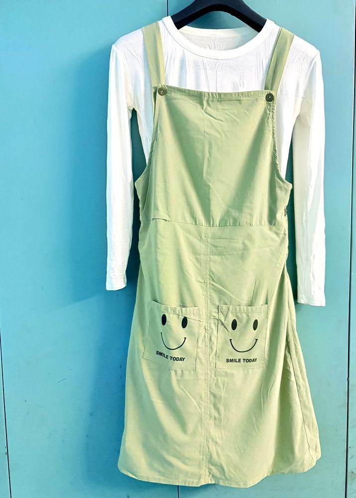 Cute Smiley Face Overalls Dress