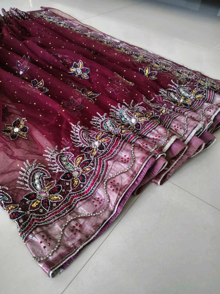 netted heavy handwork partywear saree(all work)